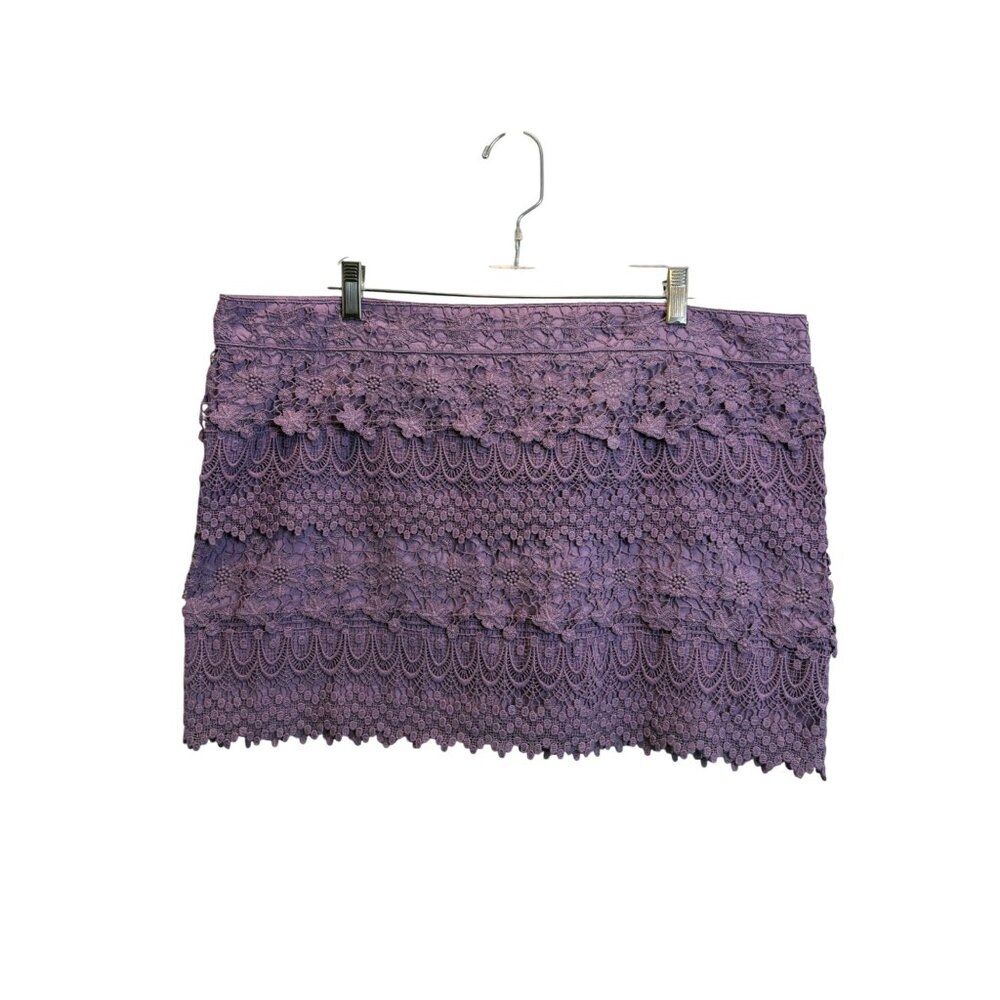 American Eagle Womens Lace Embroidered Mini Skirt Sz 18 Purple NWT Cottage ZipUp